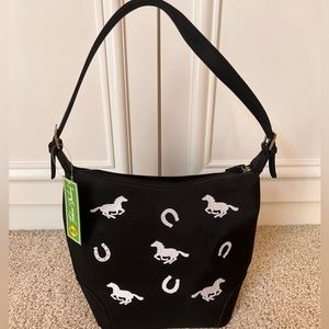 NWT Embroidered Horse & Horseshoe Nylon Bag.